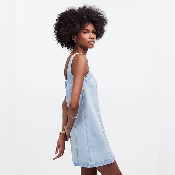 NWT Madewell Denim A-Line Sleeveless Mini Dress - Picture 3 of 15